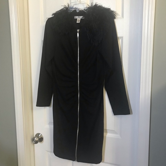 AA Studio Dress w/black faux fur collar - Picture 1 of 3